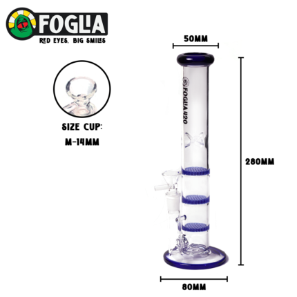 Bee Blue Foglia Bong (3 Honeycomb Percolators)