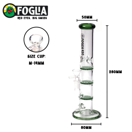 Bee Green Foglia Bong ( 3 Honeycomb Percolators )