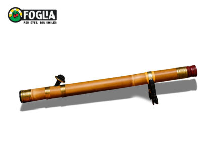 Long Brown Wood Vietnamese Pipe with Copper Plating